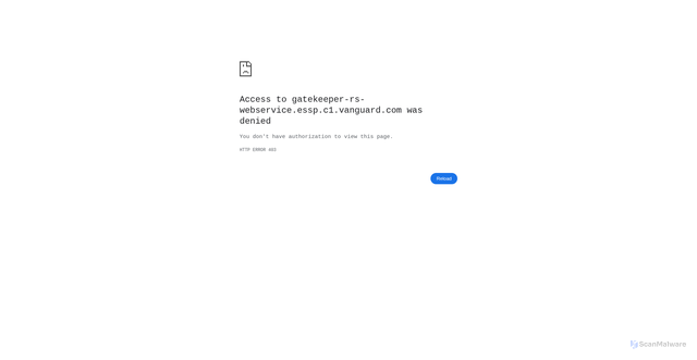 Security scan screenshot of gatekeeper-rs-webservice.essp.c1.vanguard.com
