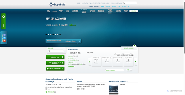 Security scan screenshot of https://bmv.com.mx