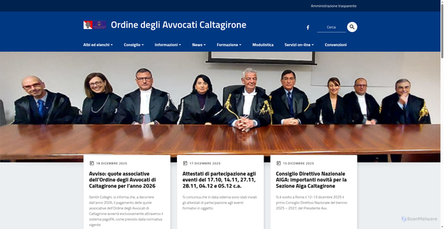 Security scan screenshot of https://www.ordineavvocaticaltagirone.it/