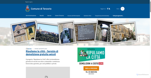 Security scan screenshot of https://www.comune.terzorio.im.it/