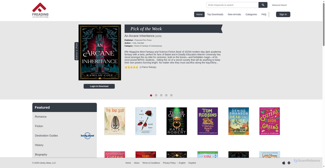 Security scan screenshot of https://freading.com