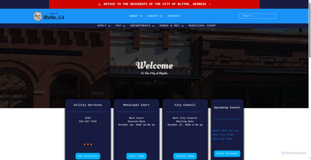 Security scan screenshot of https://cityofblythega.com/