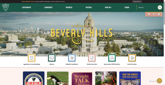 Security scan screenshot of https://beverlyhills.gov/
