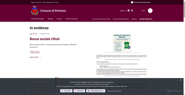 Security scan screenshot of https://www.comune.pertusio.to.it/it-it/home