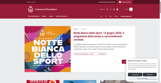 Security scan screenshot of https://www.comune.pontedera.pi.it