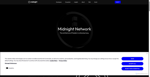 Security scan screenshot of https://midnight.network