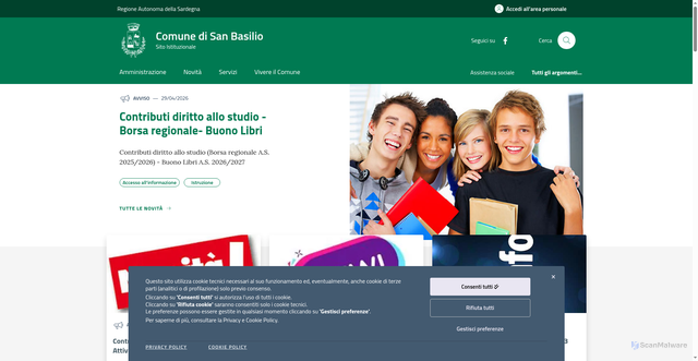 Security scan screenshot of https://www.comune.sanbasilio.ca.it