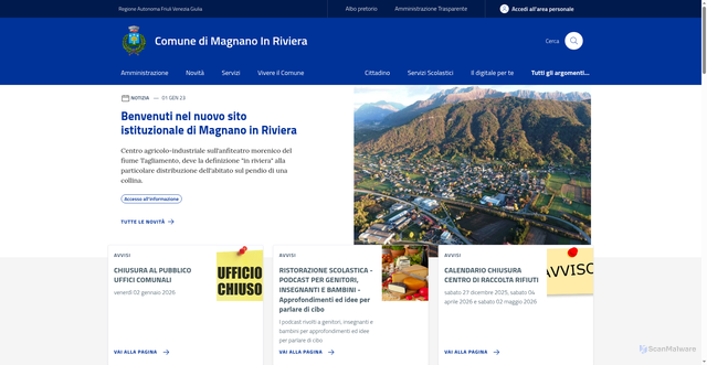 Security scan screenshot of https://www.comune.magnanoinriviera.ud.it/