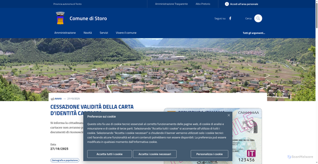 Security scan screenshot of https://www.comune.storo.tn.it