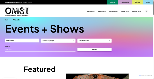 Security scan screenshot of https://omsi.edu/whats-on/