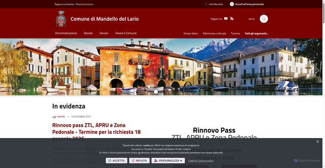 Security scan screenshot of https://www.comune.mandello.lc.it/it-it/home
