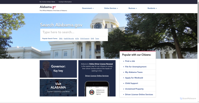 Security scan screenshot of https://www.alabama.gov/