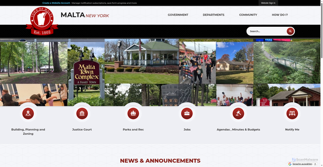 Security scan screenshot of https://townofmaltany.gov/