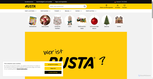 Security scan screenshot of https://www.rusta.com/