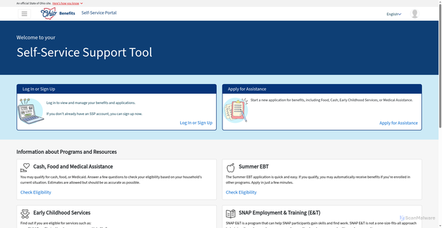 Security scan screenshot of https://ssp.benefits.ohio.gov