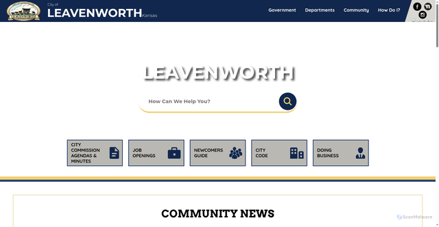 Security scan screenshot of https://www.leavenworthks.gov/