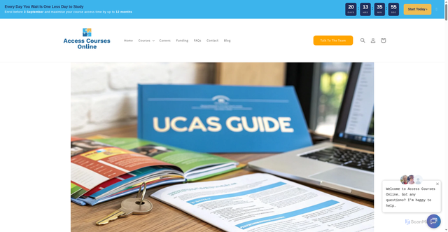 Security scan screenshot of https://accesscoursesonline.com/blogs/news/what-is-ucas?srsltid=AfmBOopcCuJE50PCi-r_nRo0mQiKU_6xSC5dcinC2Ie9ss5gfB66JBWk