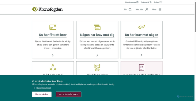 Security scan screenshot of https://Kronofogden.se