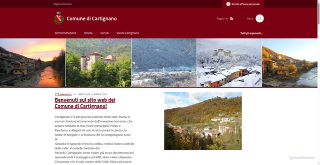 Security scan screenshot of https://www.comune.cartignano.cn.it/