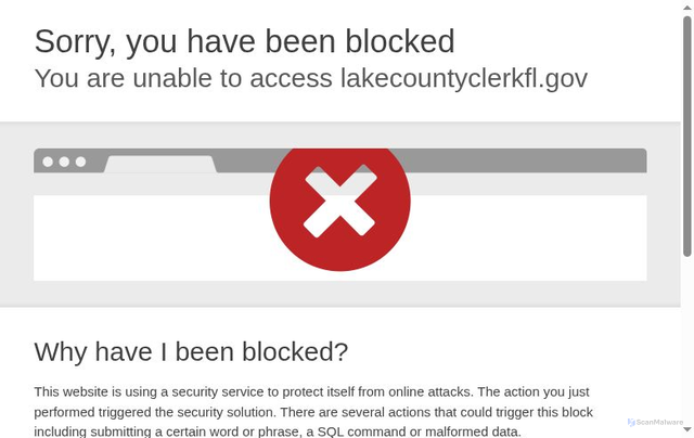Security scan screenshot of https://www.lakecountyclerkfl.gov/