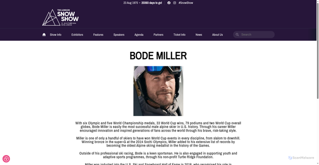 Security scan screenshot of https://londonsnowshow.com/profile/bode-miller