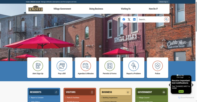 Security scan screenshot of http://dundeevillagemi.gov/