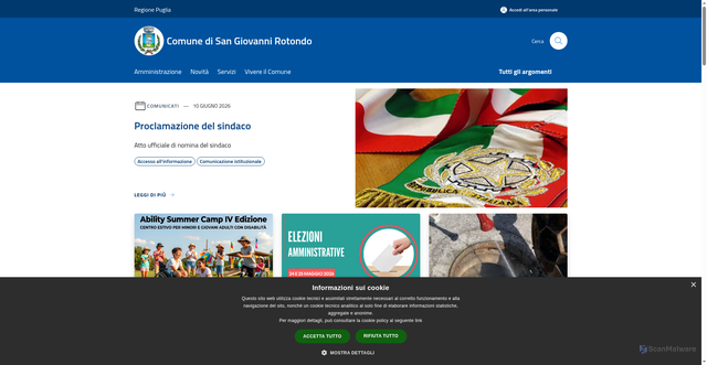 Security scan screenshot of https://www.comune.sangiovannirotondo.fg.it
