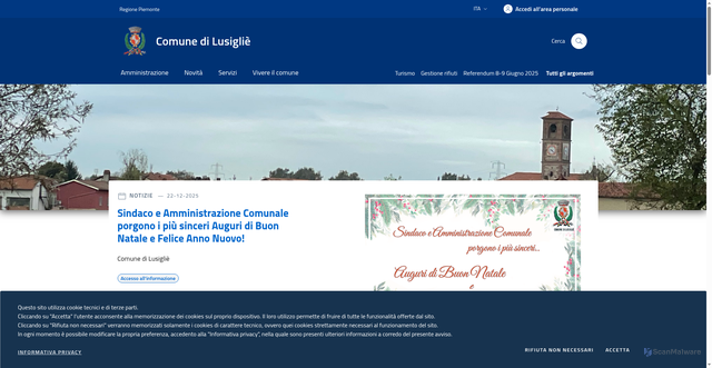 Security scan screenshot of https://www.comune.lusiglie.to.it/