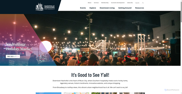 Security scan screenshot of https://nashvilledowntown.com/