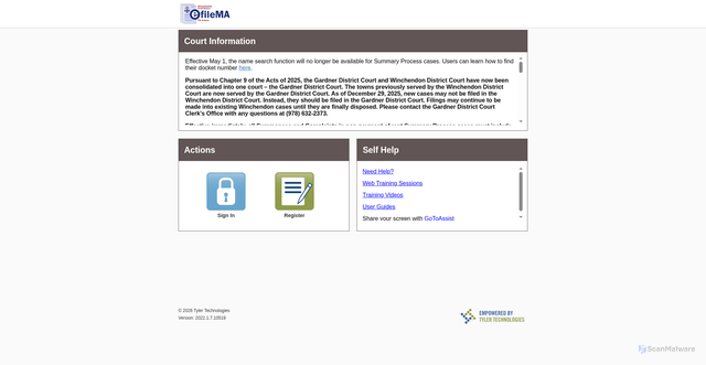 Security scan screenshot of https://massachusetts.tylertech.cloud