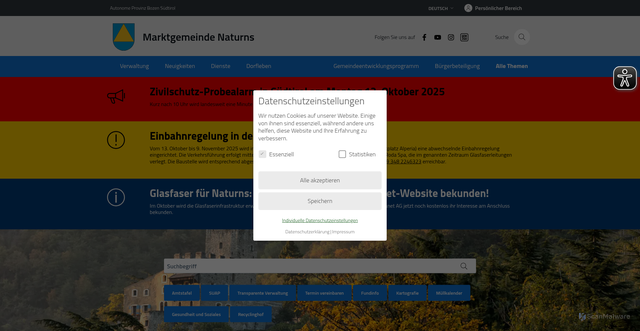 Security scan screenshot of https://www.comune.naturno.bz.it/de