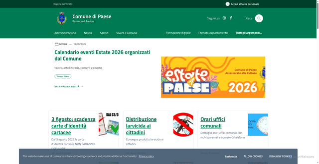 Security scan screenshot of https://www.comune.paese.tv.it