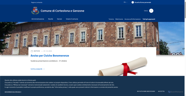 Security scan screenshot of https://www.comune.corteolonaegenzone.pv.it/