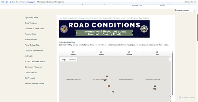 Security scan screenshot of https://humboldtgov.org/3664/Road-Conditions