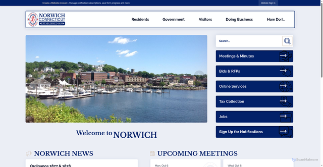 Security scan screenshot of https://norwichct.gov/