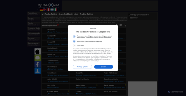 Security scan screenshot of https://myradioonline.ro