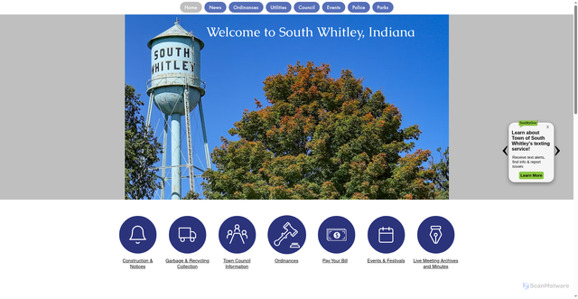Security scan screenshot of https://www.southwhitley.gov/