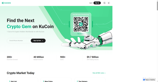 Security scan screenshot of https://help-kucoiin.webflow.io/