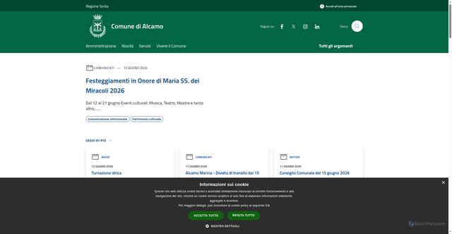 Security scan screenshot of https://www.comune.alcamo.tp.it