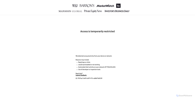 Security scan screenshot of https://ereader.wsj.net/ee/thirdparty/oauth_redirect.php?pSetup=wallstreetjournal