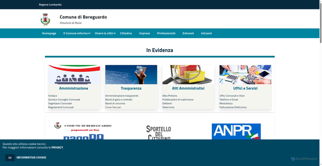 Security scan screenshot of https://www.comune.bereguardo.pv.it/hh/index.php