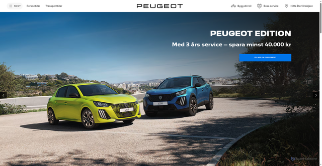 Security scan screenshot of https://peugeot.se