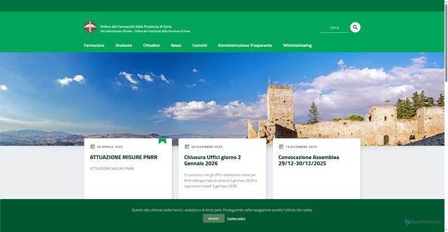 Security scan screenshot of https://www.ordinefarmacistienna.it/
