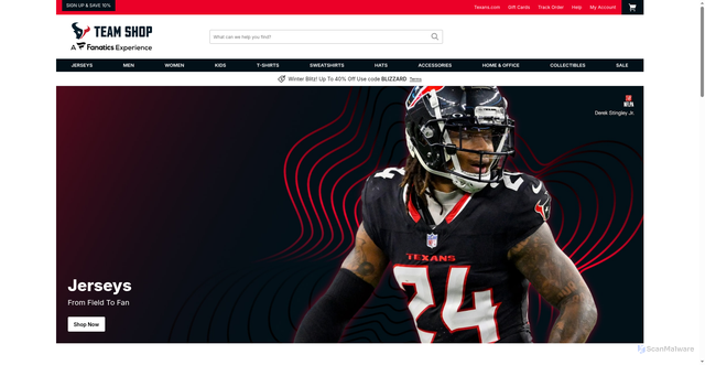 Security scan screenshot of https://shop.houstontexans.com/
