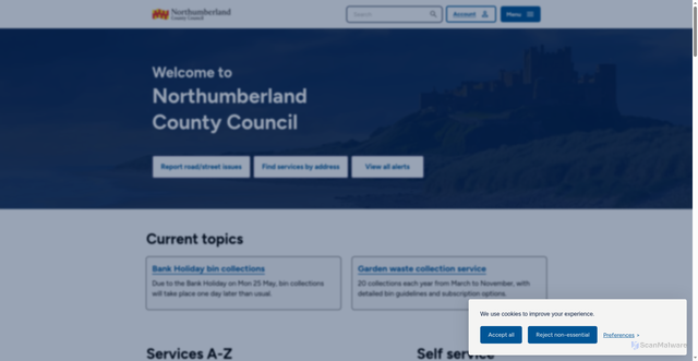 Security scan screenshot of http://www.northumberland.gov.uk