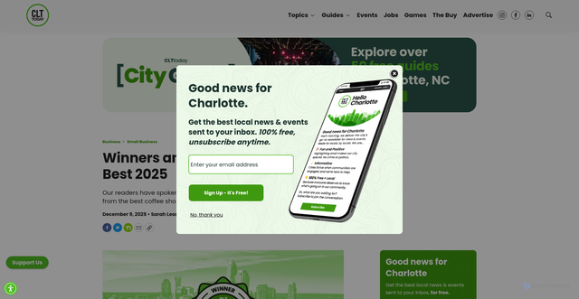 Security scan screenshot of https://clttoday.6amcity.com/business/small-business/winners-announced-clttodays-best-2025