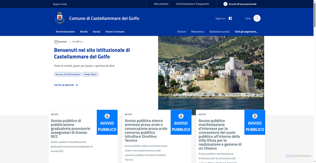 Security scan screenshot of https://www.comune.castellammare.tp.it
