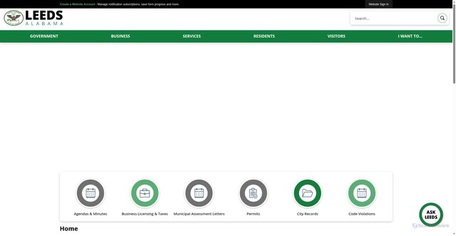 Security scan screenshot of https://leedsalabama.gov/