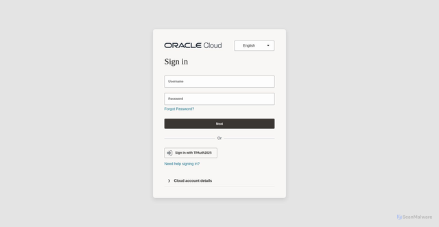 Security scan screenshot of https://emcl.fa.us2.oraclecloud.com