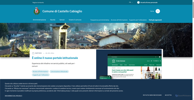 Security scan screenshot of https://www.comune.castellocabiaglio.va.it/